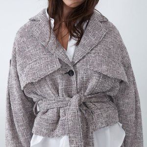 Zara cropped tweed coat